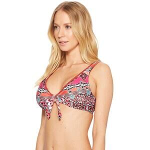Laundry by Shelli Segal NWT Women's Mystic Tiles Knotted Bikini Top Spice XL